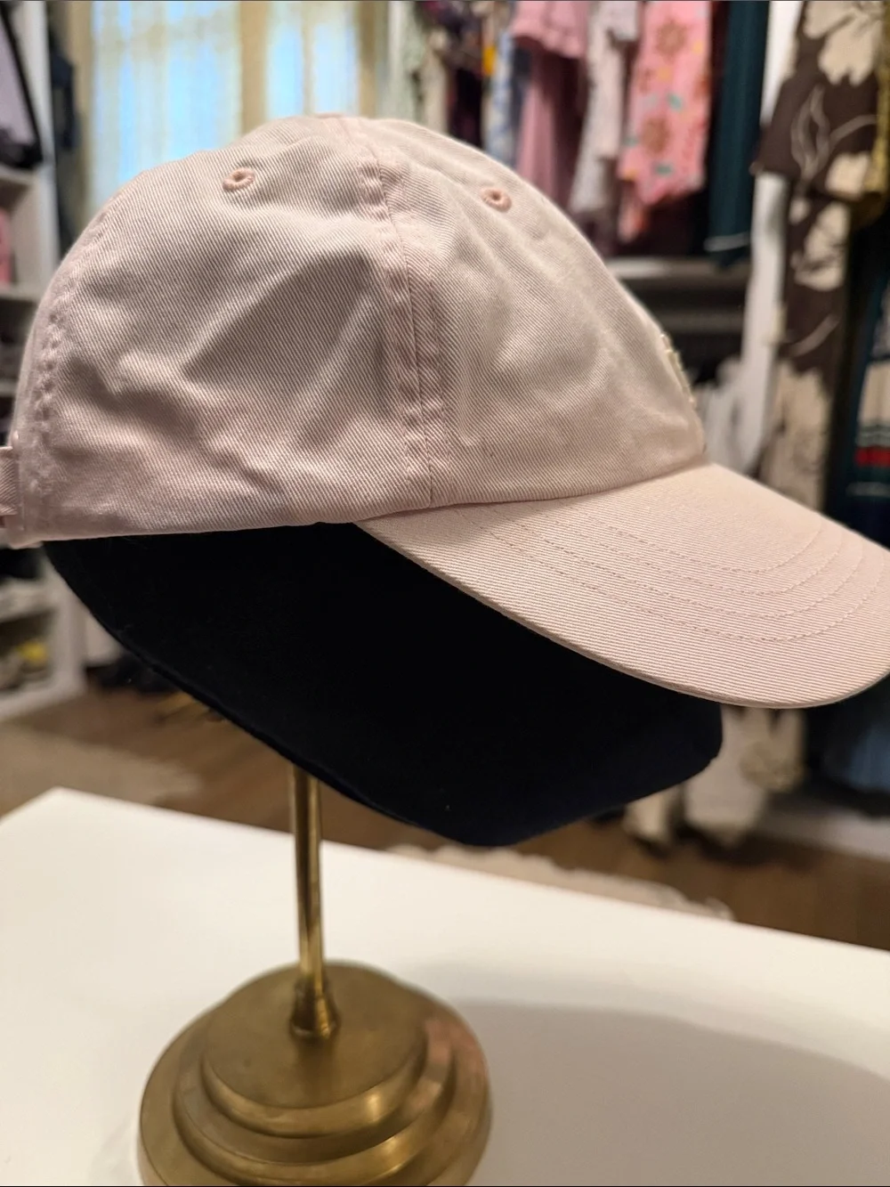 Tory Burch Light Pink Embroidered Logo Baseball Cap